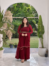 Hand embroidered maroon anarkali